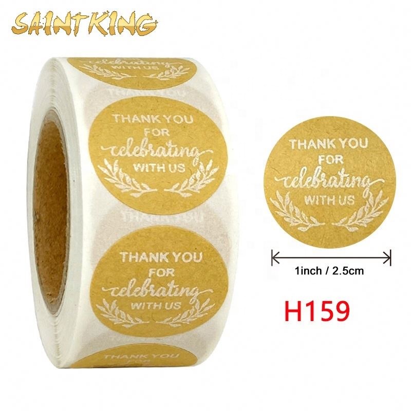 PL01 Custom Sticky Enough Round Label Self Adhesive Thank You Sticker for Handmade Goods Wedding Stickers for Envelope Seals
