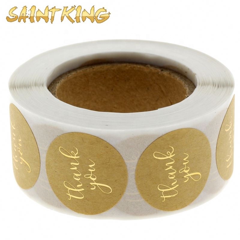 PL01 Wholesale Price 1.5 Inch 500 Pieces Per Roll Self Adhesive Round Gold Thank You Label Stickers