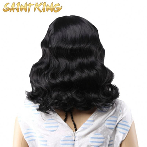 MLSH01 Factory Wholesale Synthetic Lace Front Side Part Water Wave Curly Wigs Fluffy Deep Wave Wig Side Parting Woman Toupee