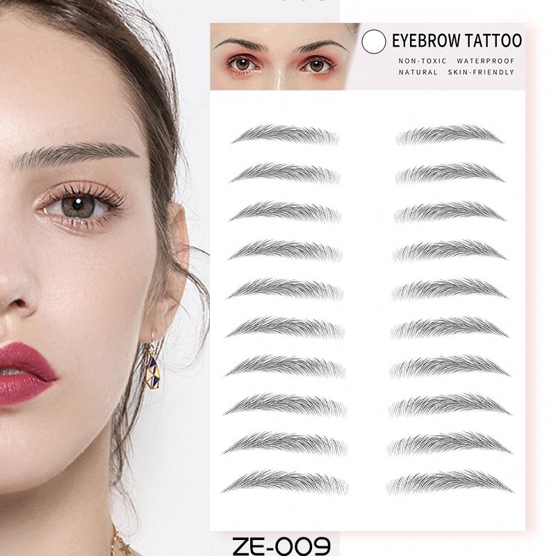 6D~ZX009 wholesale realistic natural fake 3d temporary women makeup stickers eyebrow paper tattoos cosmetics 4d
