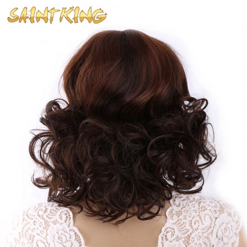 MLSH01 Purple Cosplay Wig Medium Length Short Bob Curly Wave Colorful Synthetic Wigs Costume Party Bob Full Women Wig