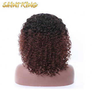 MLSH01 Wholesale Heat Resistant 14 Inches Natural Black Afro Kinky Curly 13x4 Synthetic Lace Front Wigs for Black Women