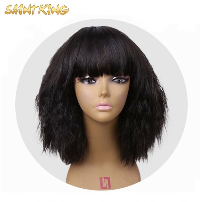 MLSH01 Wholesale for Black Women Cheap Wave Black Bob Cut Synthetic Wig with Bangs