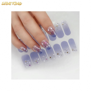 NS227 blue color full nail wraps diy nail adhesive nail art stickers for women