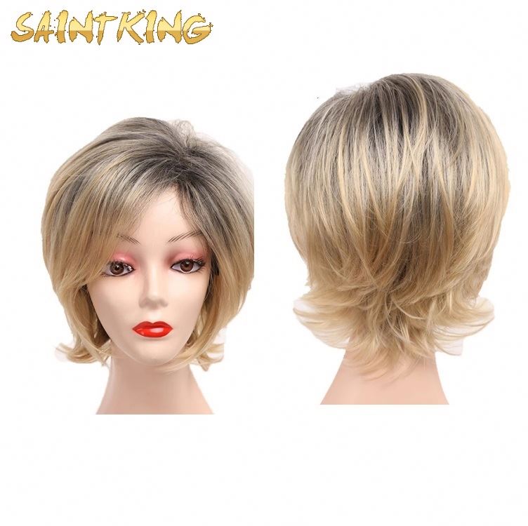 MLCH01 Cheap Black Colored Short Bob Wig with Bangs Heat Resistant Synthetic Short Straight Wig for Black Women