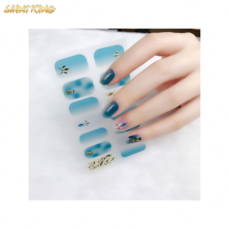 NS520 Custom Glitter Adhesive Art Decals Strips Set Nail File Gradient Wraps Nail Stickers Tips Manicure Stickers