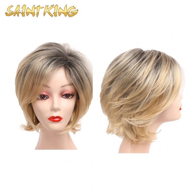 MLCH01 Cheap Blonde Synthetic Wig with Bangs Short Hair