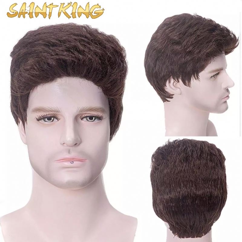 SWM02 100% indian 150%density natural remy hair extension pu skin natural colour men's toupee