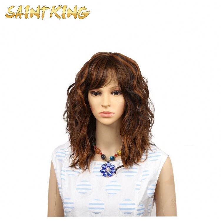 MLSH01 Wholesale Curly Front Full No Lace Synthetic Hair Wig Natural Long Curly Brazilian Hair No Lace Wig for Women