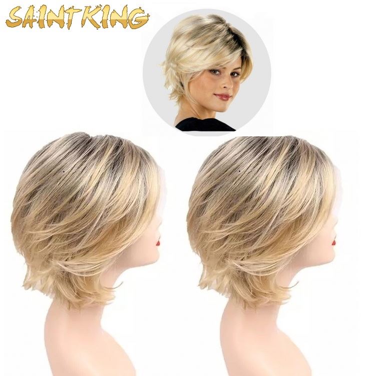 MLCH01 Short Synthetic Lace Wig Bob Lace Front Wig Pixie Cut Synthetic Hair Short Bob Wigs Straight Hair Blonde Bob Wig