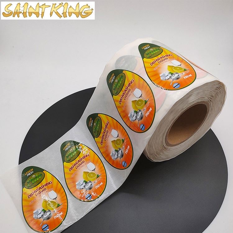 PL03 Pvc Sticky Adhesive Plastic Waterproof Personality Clear Pet Logo Custom Sticker Roll Printing Labels
