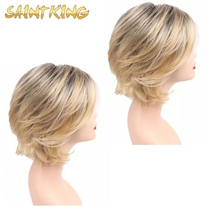 MLCH01 Short Bob Hair Wig 14" Straight with Flat Bangs Synthetic Colorful Cosplay Daily Party Wig for Women Natural As Real Hair