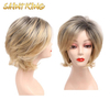 MLCH01 Lace Front Wig Colorful Short Straight Wigs for Women Dark Roots Brown Synthetic Lace Front Wig Natural Hair