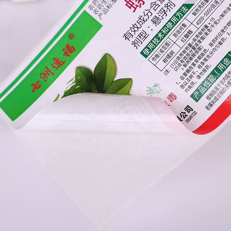 PL01 print waterproof vinyl die cut self adhesive prevent ink stickers custom bottle labels