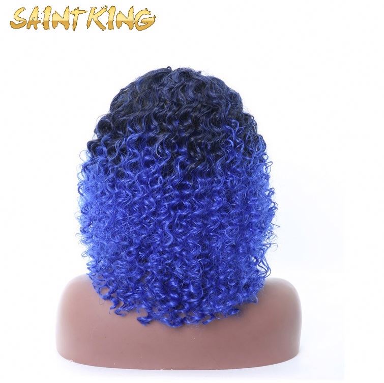 MLSH01 Nature Cheap Short Wigs Highlight Black Brown with Bulk for Black Women Color Kinky Afro Full Machine Make Synthetic Wigs