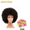 Cheap Short Afro Curly Blonde Wig with Bangs Shoulder Length Kinky Fluffy Synthetic Hair Wigs for Black Women