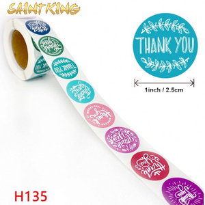 PL01 Hot Sale Self Adhesive Paper Custom Round Thank You Label Sticker Roll