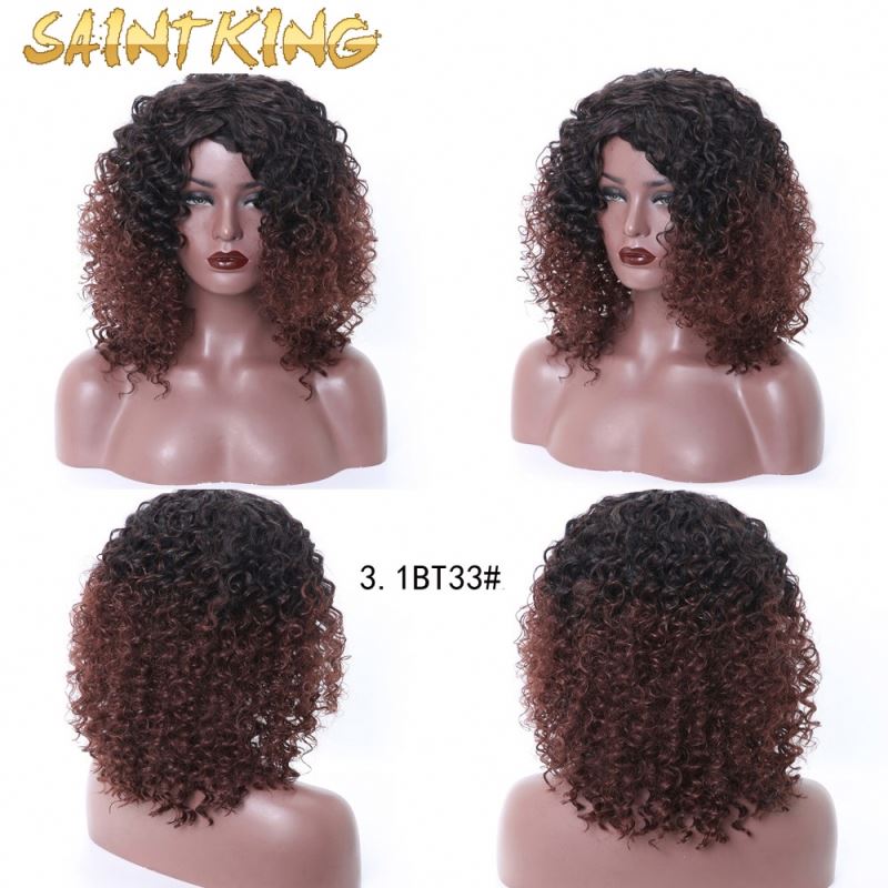 MLSH01 14 Inches Natural Wave Wig Wine Red Hair with Bangs Synthetic Short Wig for Women Heat Resistant Fiber Hair
