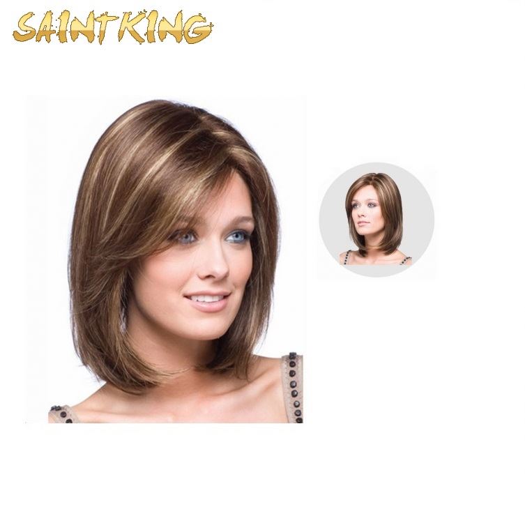 MLCH01 Wholesale High Quality Fashionable Short Wigs Bob Straight 14'' Light Purple Synthetic Lace Front Wig for Women