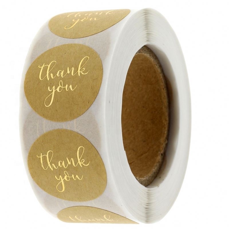 PL01 1.5 Inch Seal Sticker Love Labels Kraft Thank You' Stickers Roll