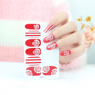 Custom Nails Decal Sticker Diy Luxury Brand Red Nail Rose Flowers Art Sticker